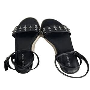 Marc Fisher Joyce Espadrille Platform Sandal Black 8 Casual Preppy Summer Jute 8